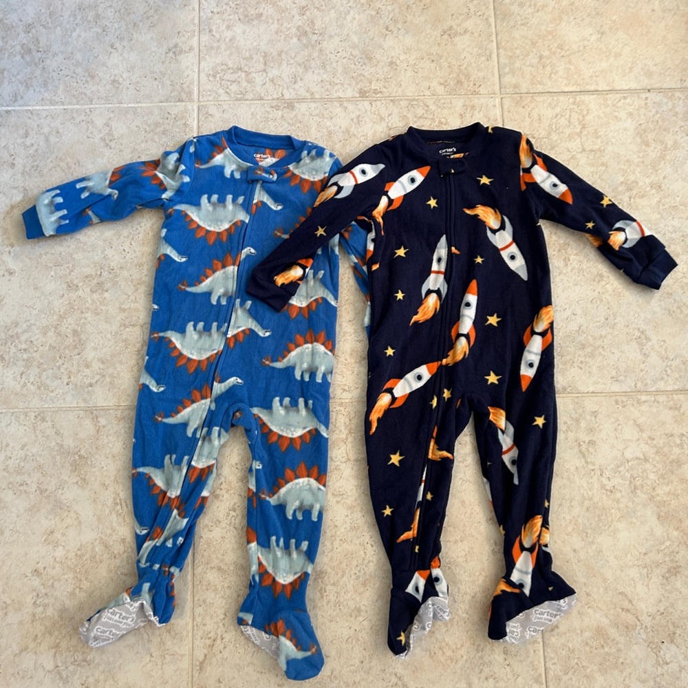 Carter's Just One You Toddler Boys Loose Fit Fleece Footed Pajamas Bundle